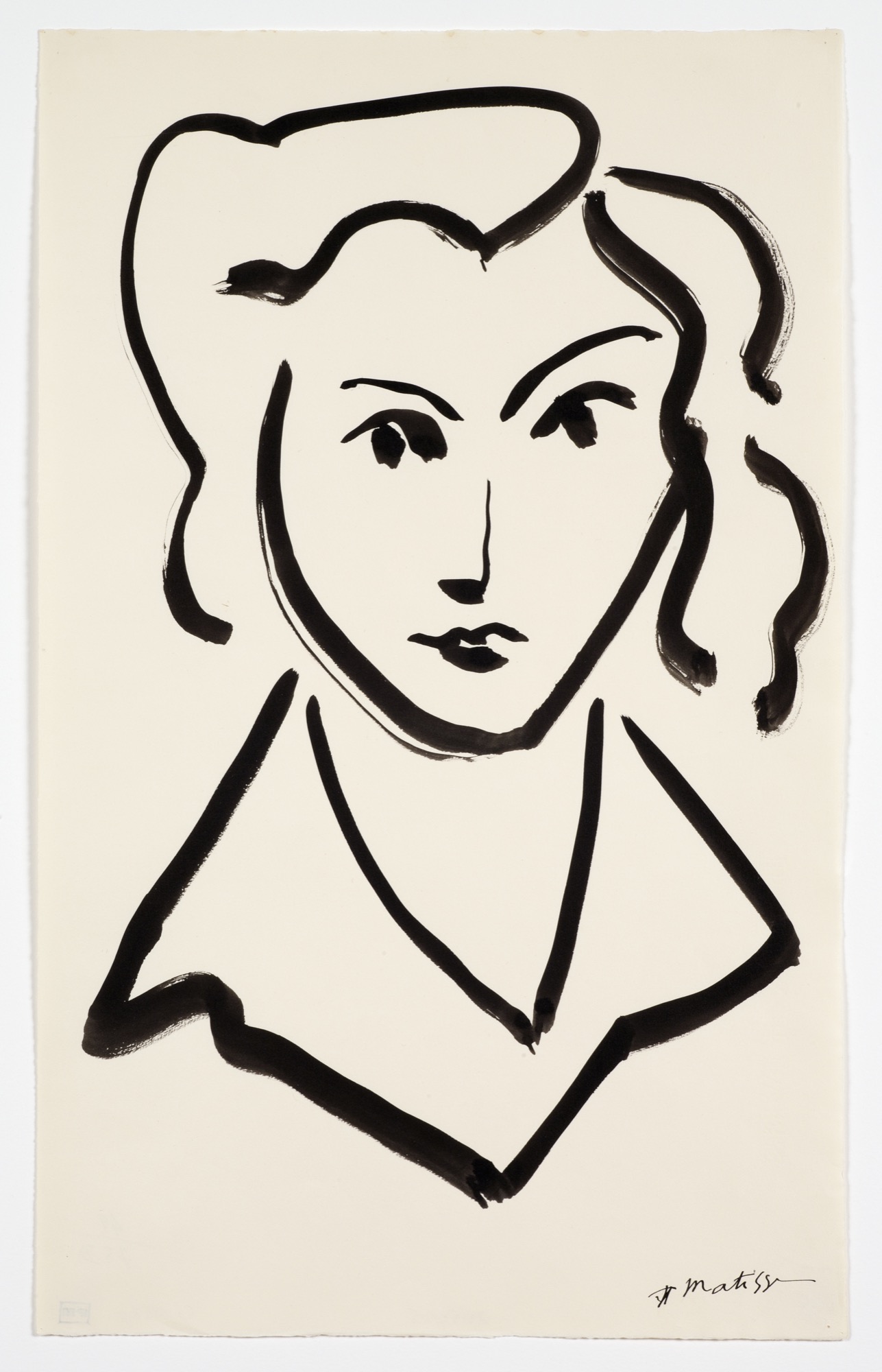 Henri Matisse, 'Head of a woman,' n.d., ink on paper, 18 1/8 x 11 1/4 in. © 2017 Succession H. Matisse/Artists Rights Society (ARS), New York. Courtesy American Federation of Arts