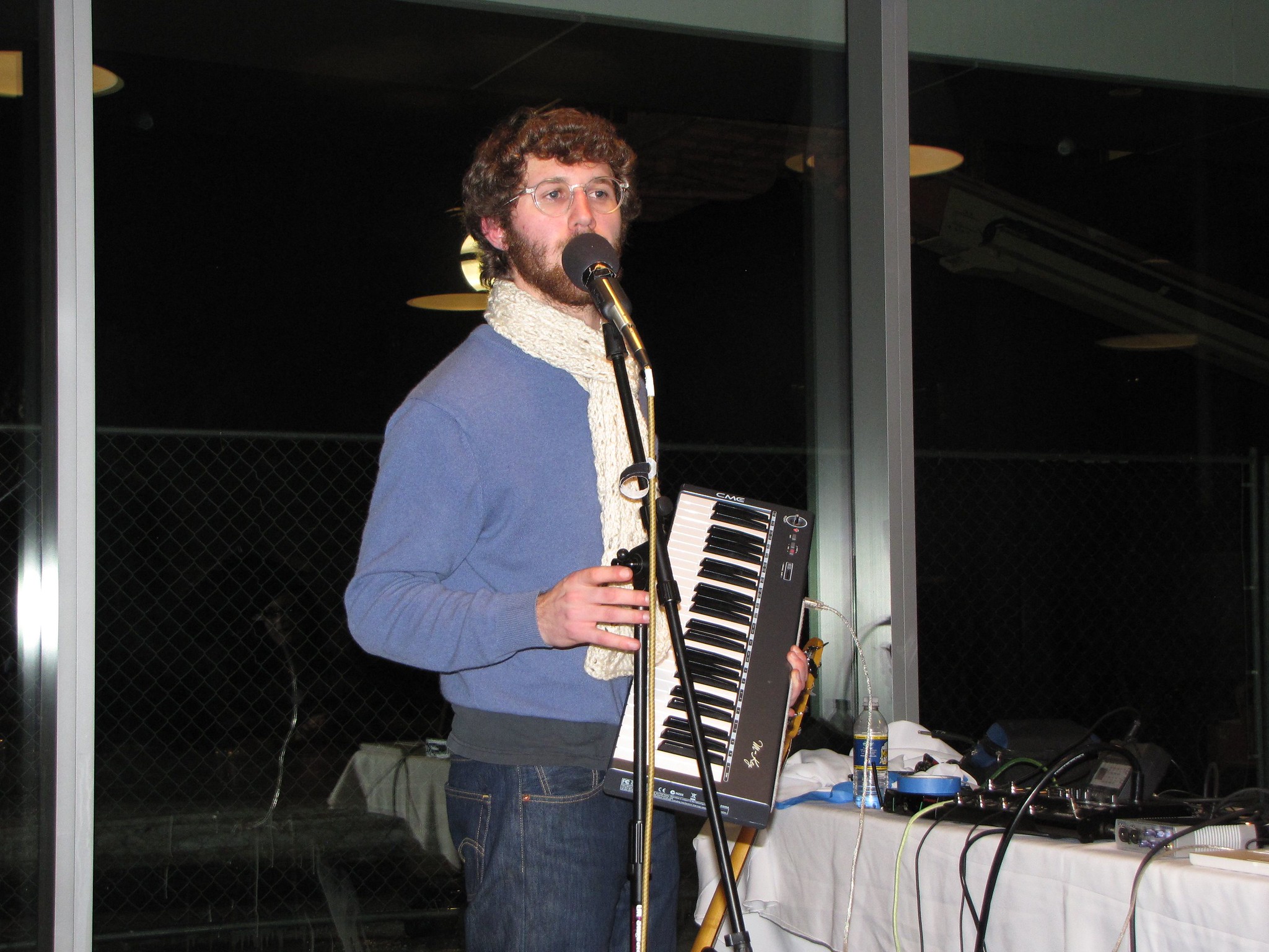 Vulfmon performing with a handheld keyboard