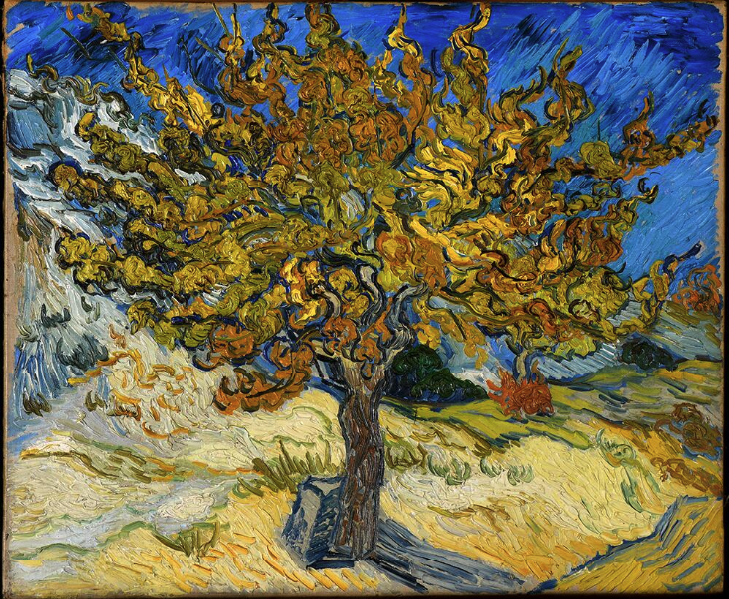 The Mulberry Tree, Vincent van Gogh (Dutch, 1853-1890), October 1889, Oil on canvas, 21-1/4 x 25-1/2 in. (54 x 65 cm), Norton Simon Art Foundation, Gift of Mr. Norton Simon, M.1976.09.P, © Norton Simon Art Foundation, In the collection of the Norton Simon Museum, Pasadena, CA 